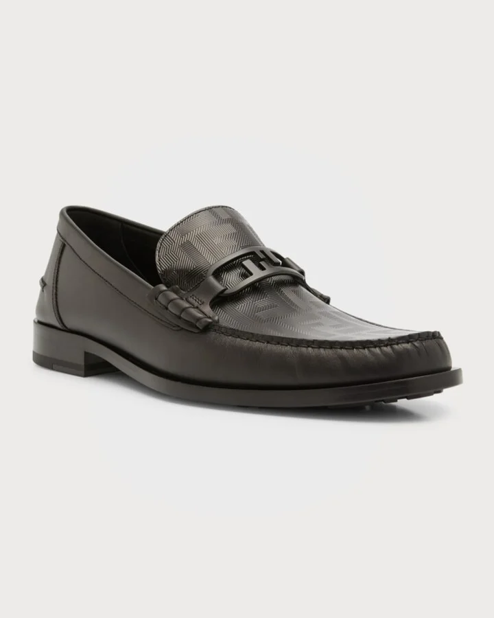 Men's Tonal FF-Monogram Leather Loafers - Image 5