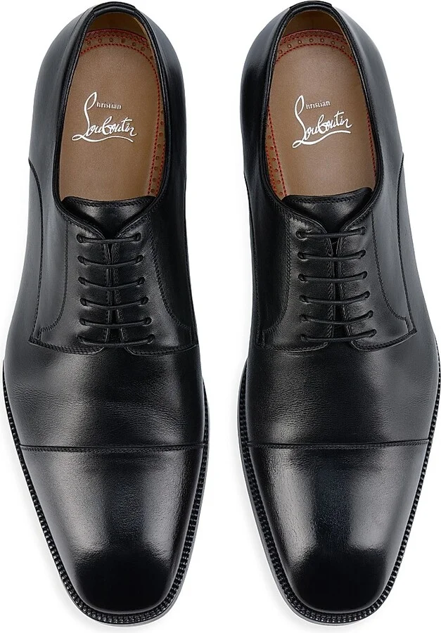 Men's Top 5 Leather Derby Shoes - Black - Size 6 - Image 4