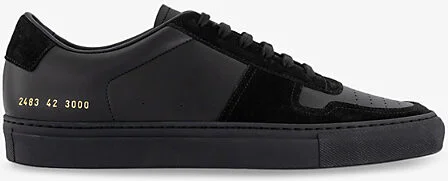 Mens Total Black Bball Duo Low-Top Leather Trainers Eur 44 / 10 Uk Men