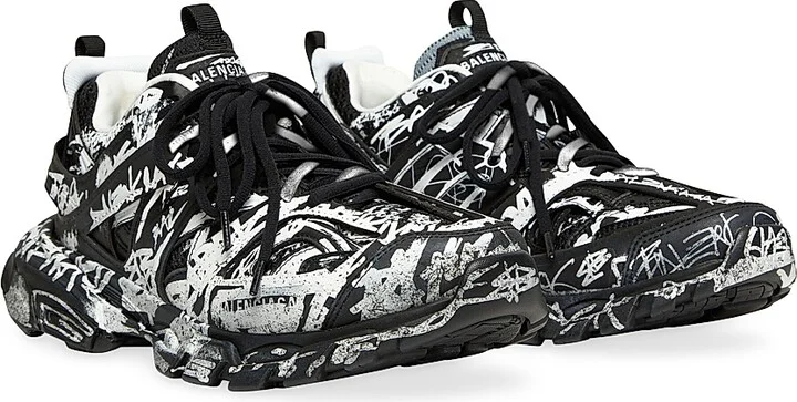 Men's Track Graffiti Sneakers - Black - Size 8 - Image 2