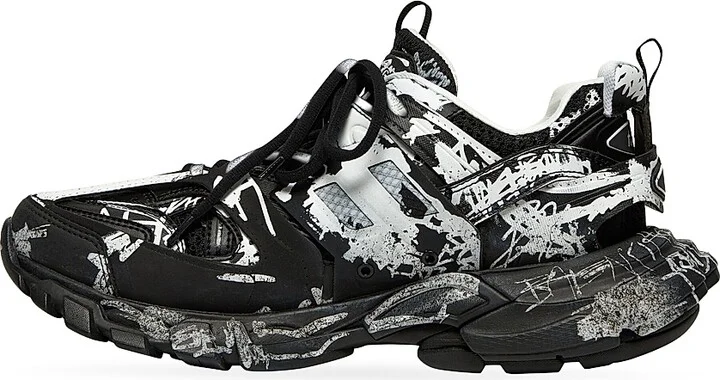 Men's Track Graffiti Sneakers - Black - Size 8 - Image 4