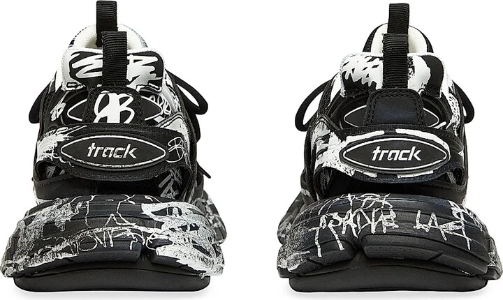 Men's Track Graffiti Sneakers - Black - Size 8 - Image 5