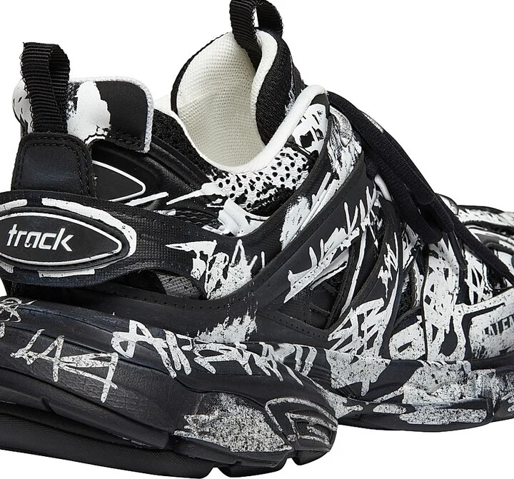 Men's Track Graffiti Sneakers - Black - Size 8 - Image 8
