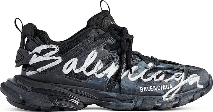 Men's Track Signature Sneakers - Black White - Size 10