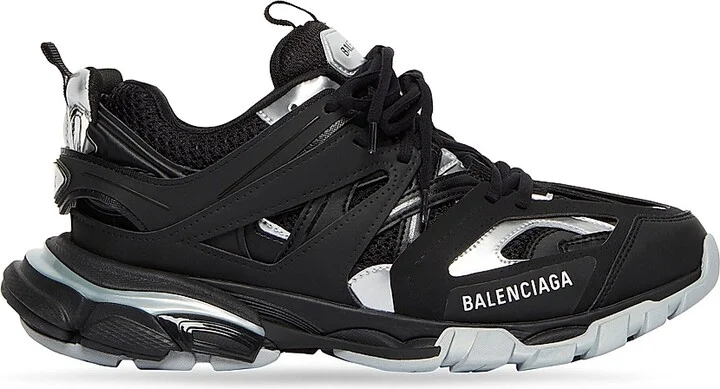 Men's Track Sneaker - Black Silver - Size 6