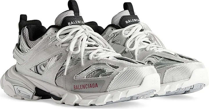 Men's Track Sneakers - Silver White Black - Size 10 - Image 2