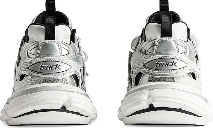 Men's Track Sneakers - Silver White Black - Size 10 - Image 3