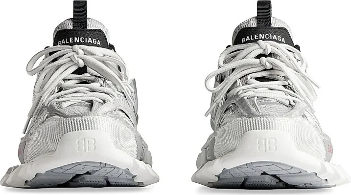 Men's Track Sneakers - Silver White Black - Size 10 - Image 4