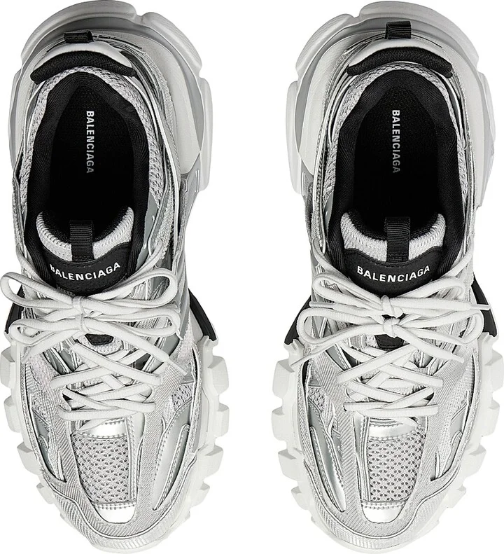 Men's Track Sneakers - Silver White Black - Size 10 - Image 5