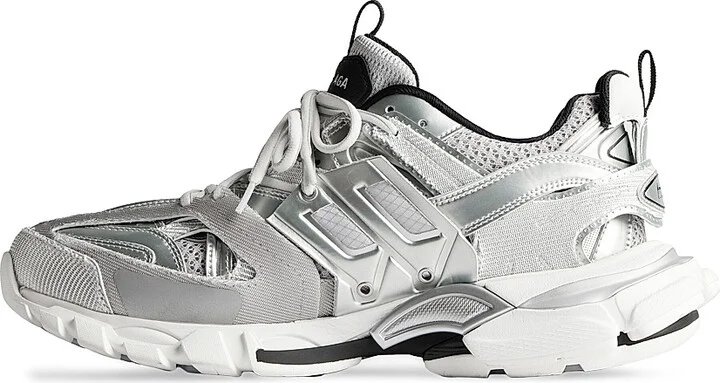 Men's Track Sneakers - Silver White Black - Size 10 - Image 6