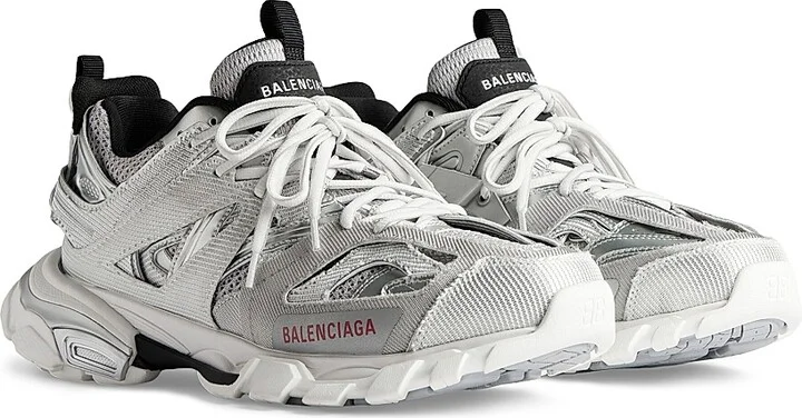 Men's Track Sneakers - Silver White Black - Size 6 - Image 2