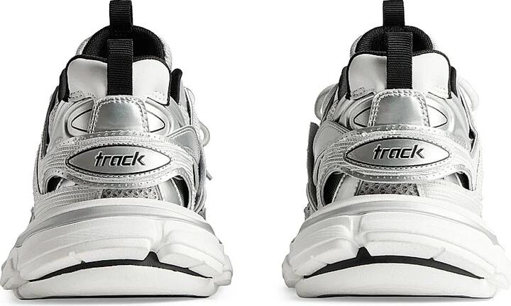 Men's Track Sneakers - Silver White Black - Size 6 - Image 3