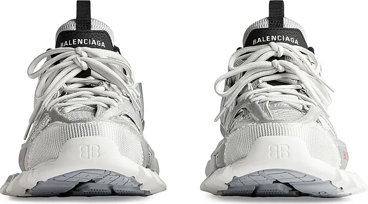Men's Track Sneakers - Silver White Black - Size 6 - Image 4