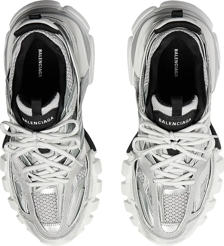 Men's Track Sneakers - Silver White Black - Size 6 - Image 5