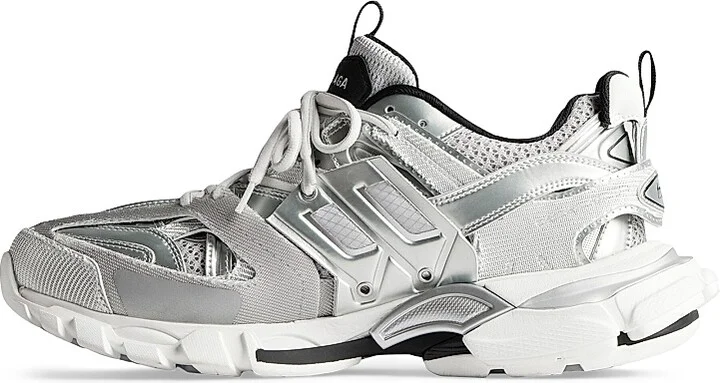 Men's Track Sneakers - Silver White Black - Size 6 - Image 7
