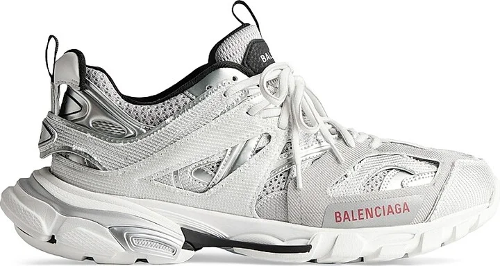 Men's Track Sneakers - Silver White Black - Size 6