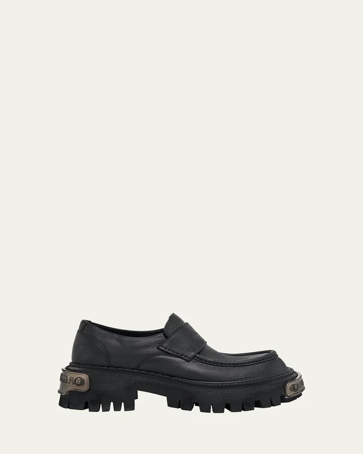 Men's Tractor Leather Chunky Loafers