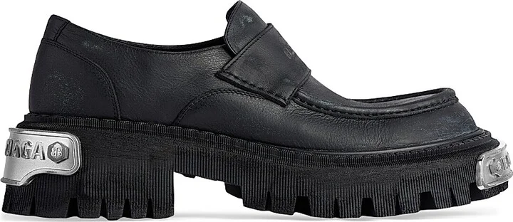 Men's Tractor Loafers - Black Silver - Size 7