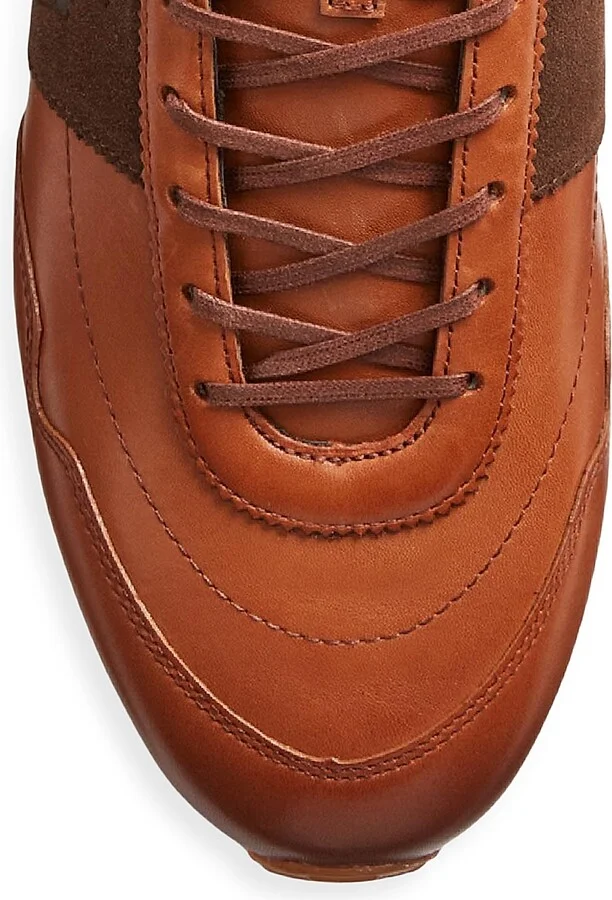 Men's Train 89 Pony-Embossed Leather & Suede Running Sneakers - Tan - Size 10 - Image 4