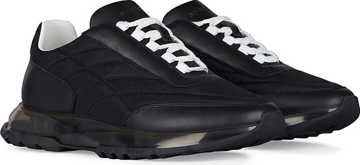 Men's Trainers Sneakers in Padded Nylon and Leather - Black - Size 7 - Image 2