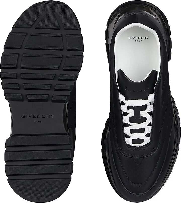 Men's Trainers Sneakers in Padded Nylon and Leather - Black - Size 7 - Image 4