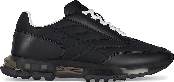 Men's Trainers Sneakers in Padded Nylon and Leather - Black - Size 7