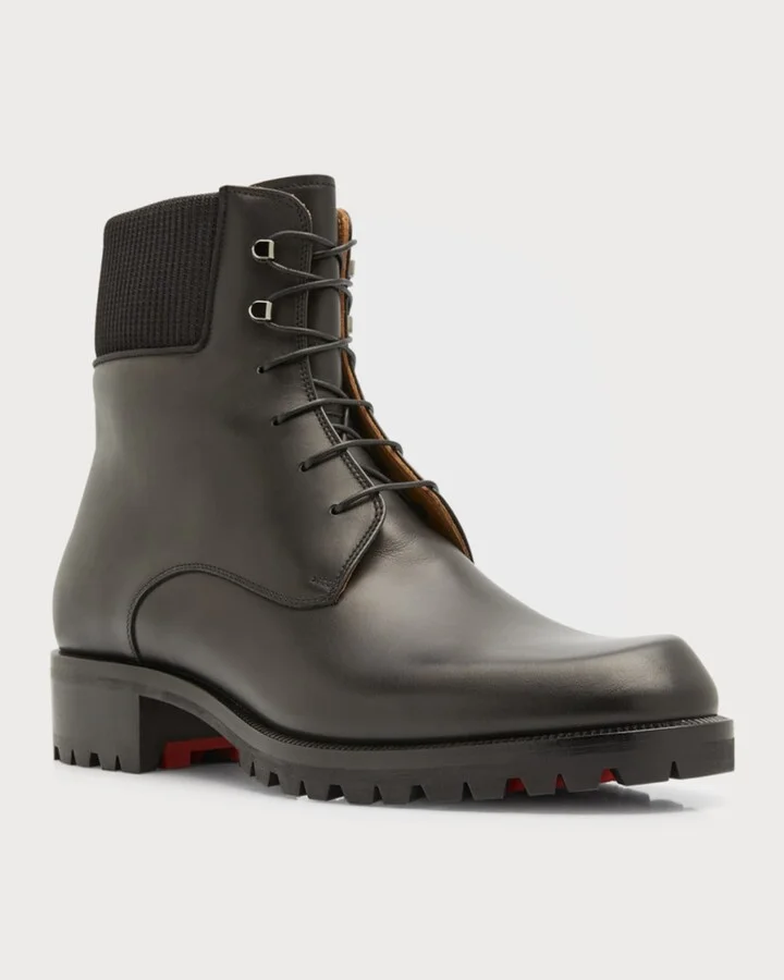 Men's Trapman Red Sole Leather Combat Boots - Image 4