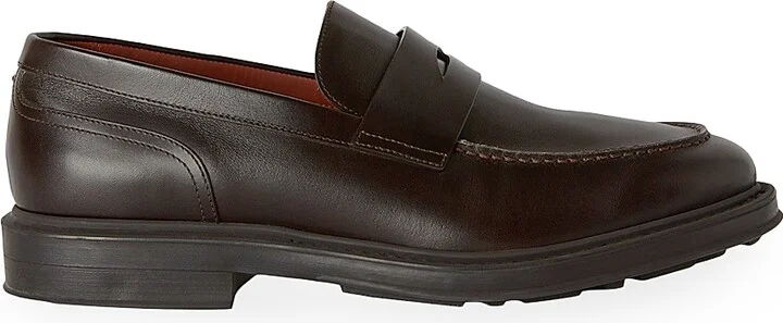 Men's Travis Leather Loafers - Very Dark Brown - Size 6.5