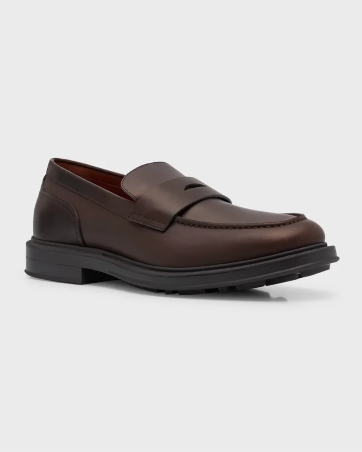 Men's Travis Leather Penny Loafers - Image 7
