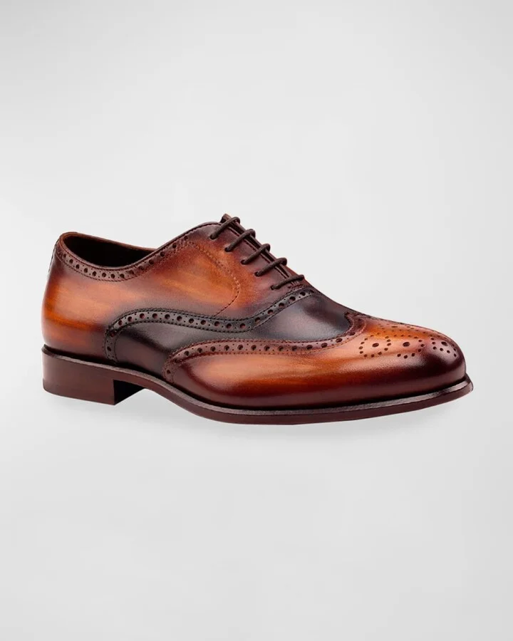 Men's Trezor Brogue Patina Leather Oxford Shoes