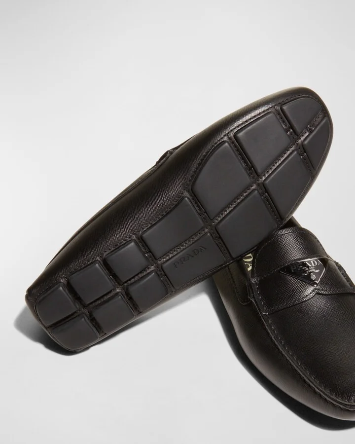 Men's Triangle Logo Leather Drivers - Image 2