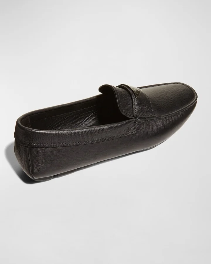 Men's Triangle Logo Leather Drivers - Image 3