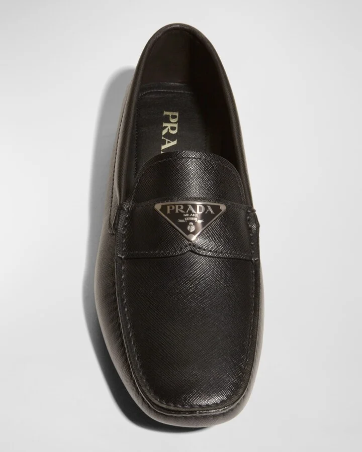 Men's Triangle Logo Leather Drivers - Image 7