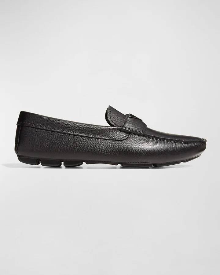 Men's Triangle Logo Leather Drivers