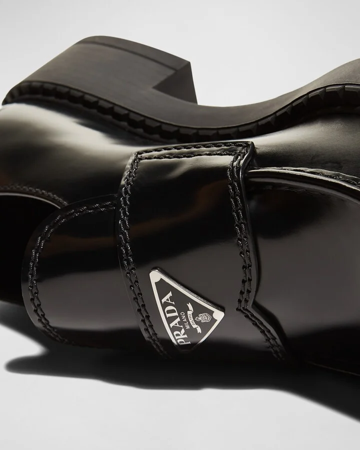 Men's Triangle Logo Leather Loafers - Image 5