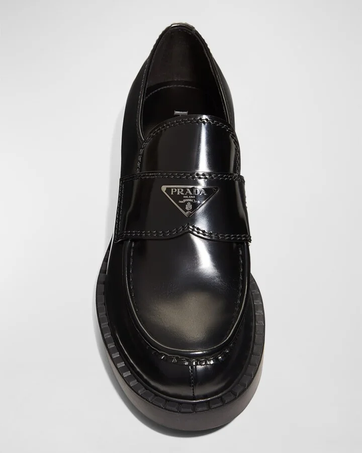 Men's Triangle Logo Leather Loafers - Image 7