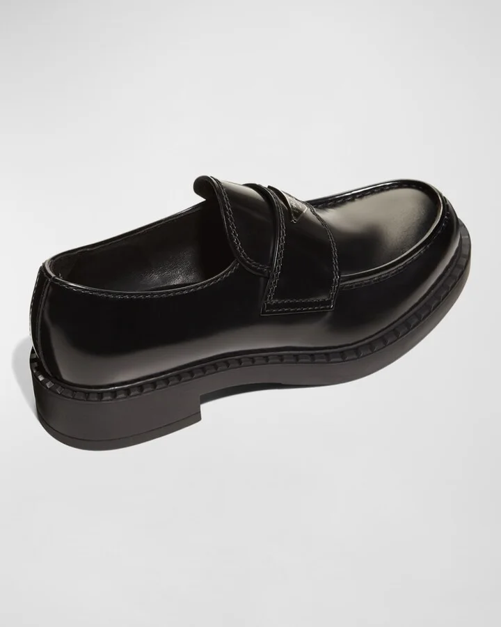 Men's Triangle Logo Leather Loafers - Image 9