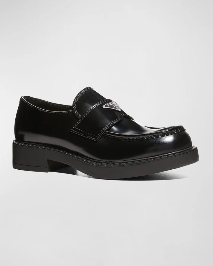 Men's Triangle Logo Leather Loafers - Image 10