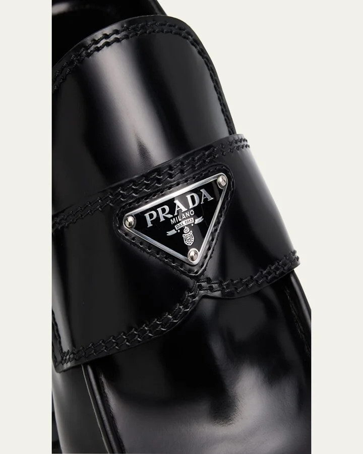 Men's Triangle Logo Leather Loafers - Image 2