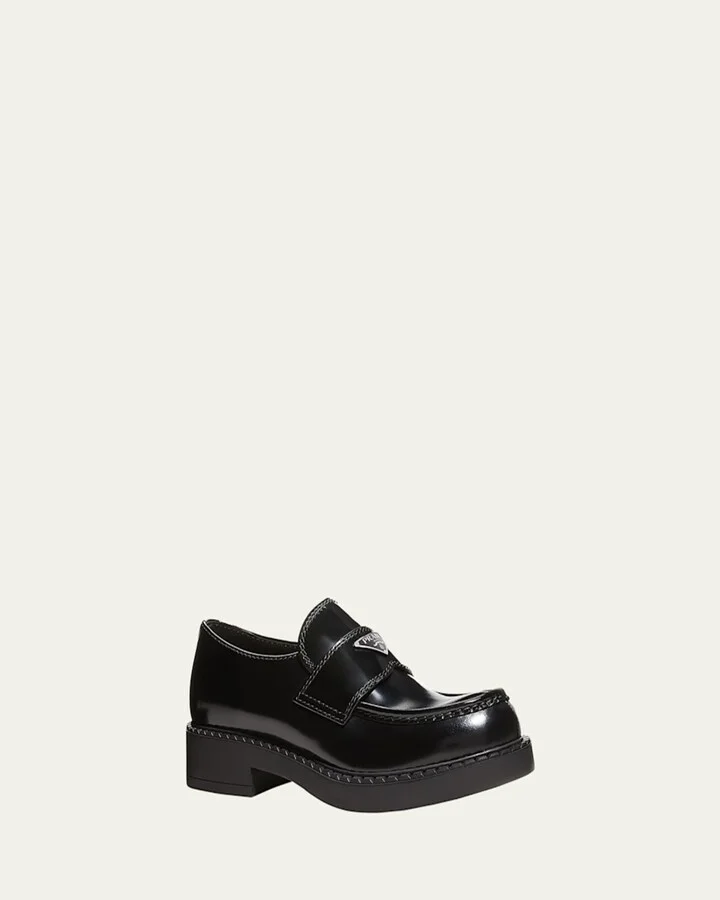 Men's Triangle Logo Leather Loafers - Image 4