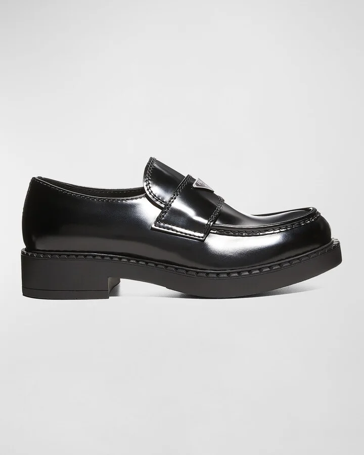 Men's Triangle Logo Leather Loafers