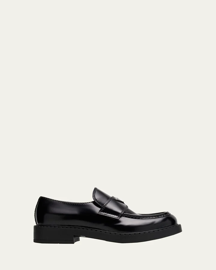 Men's Triangle Logo Leather Loafers