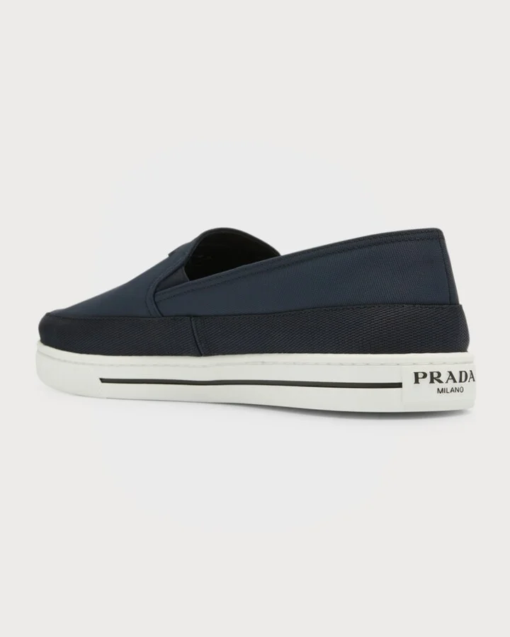 Men's Triangle Logo Nylon Slip-On Loafers - Image 2