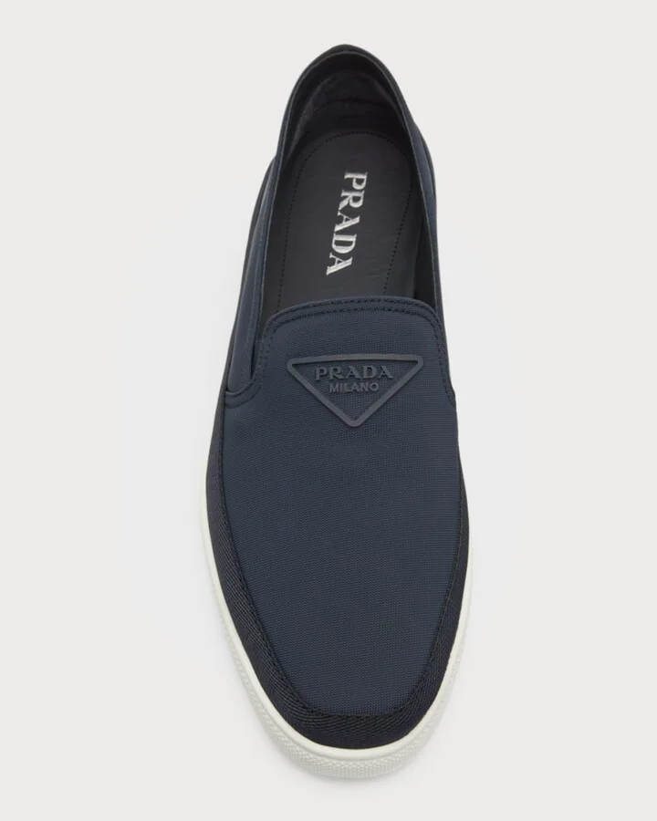 Men's Triangle Logo Nylon Slip-On Loafers - Image 3