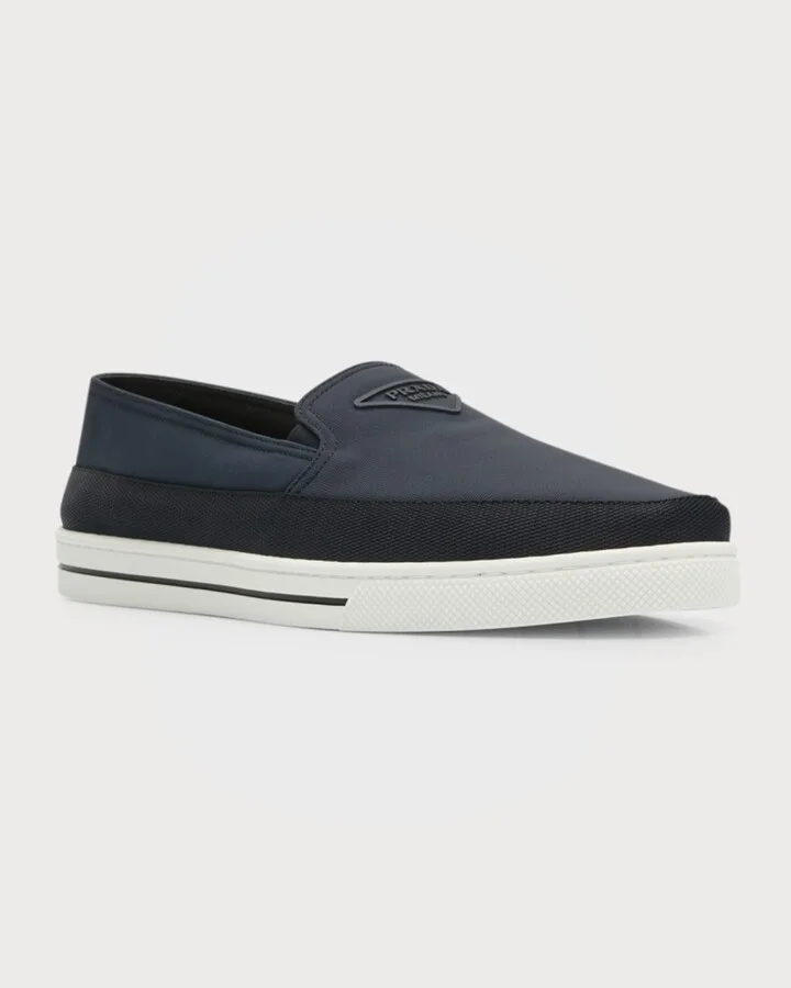 Men's Triangle Logo Nylon Slip-On Loafers - Image 4