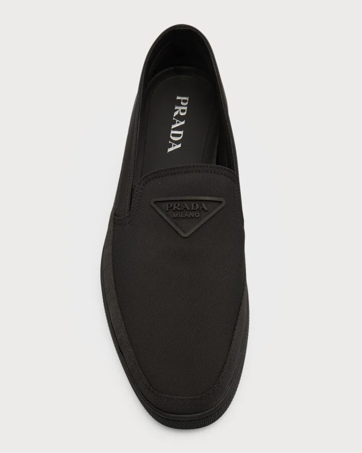 Men's Triangle Logo Nylon Slip-On Loafers - Image 10