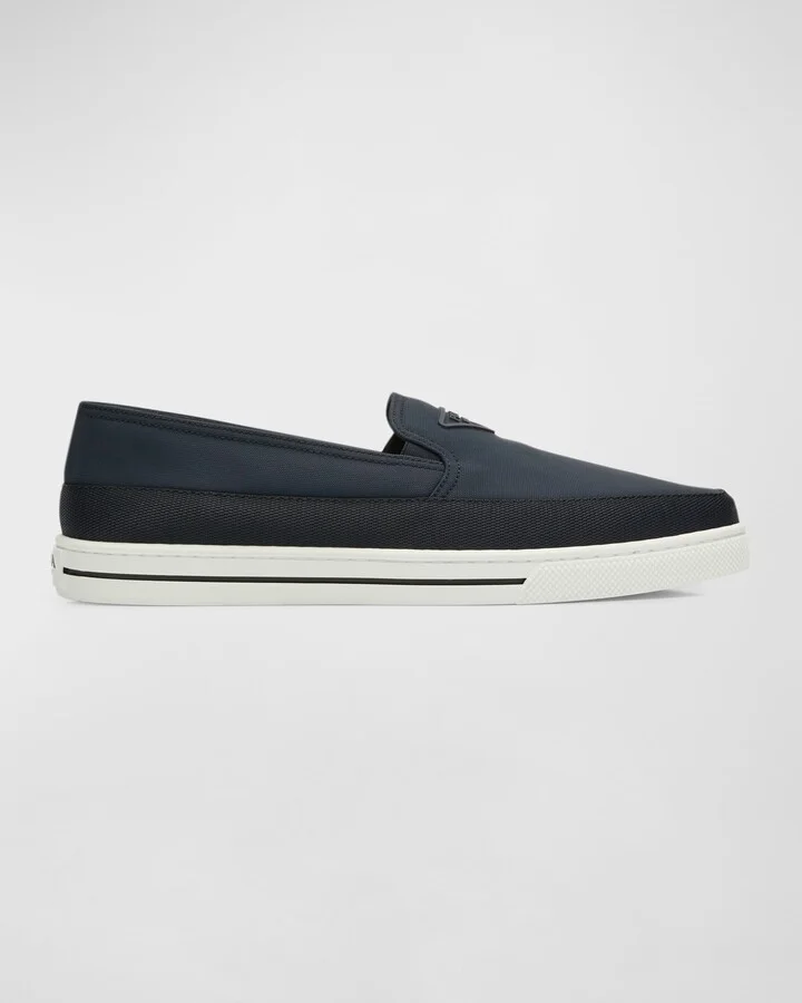 Men's Triangle Logo Nylon Slip-On Loafers