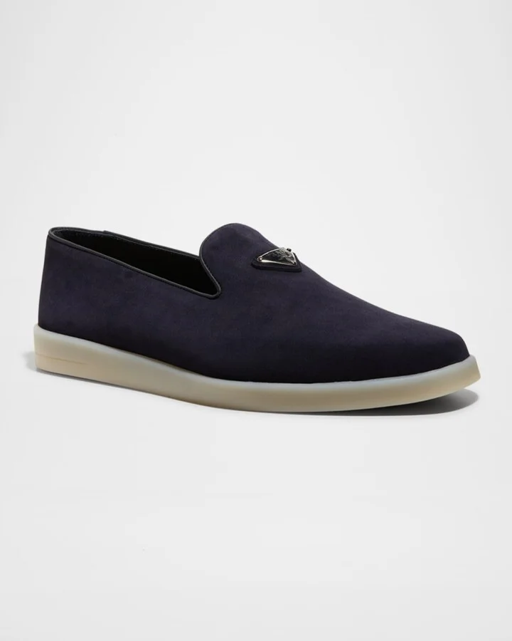 Men's Triangle Logo Suede Loafers - Image 2