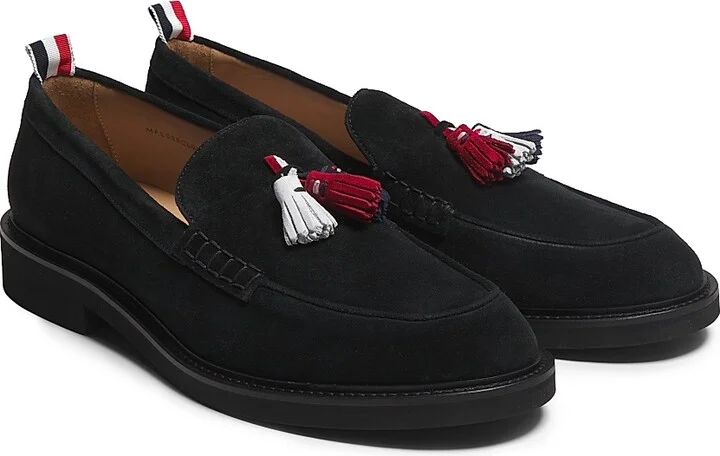 Men's Tricolor-Tassel Suede Loafers - Black - Size 6 - Image 2