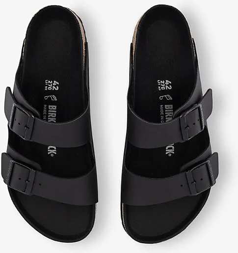 Mens Triple Black Arizona Two-Strap Faux-Leather Sandals Eur 44.5 / 10.5 Uk Men - Image 2